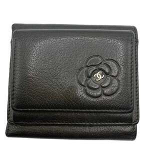 CHANEL Authentic Black Lambskin Leather Wallet